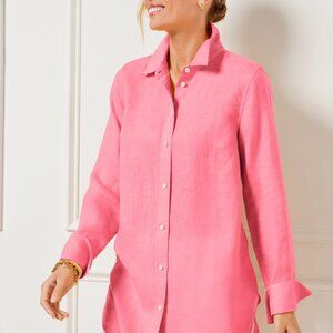 Talbots 🌷Pink Linen Boyfriend Shirt XL – Lightweight Casual Summer Top